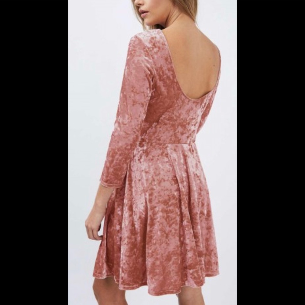 Topshop velvet burnout skater dress mauve pink size 12